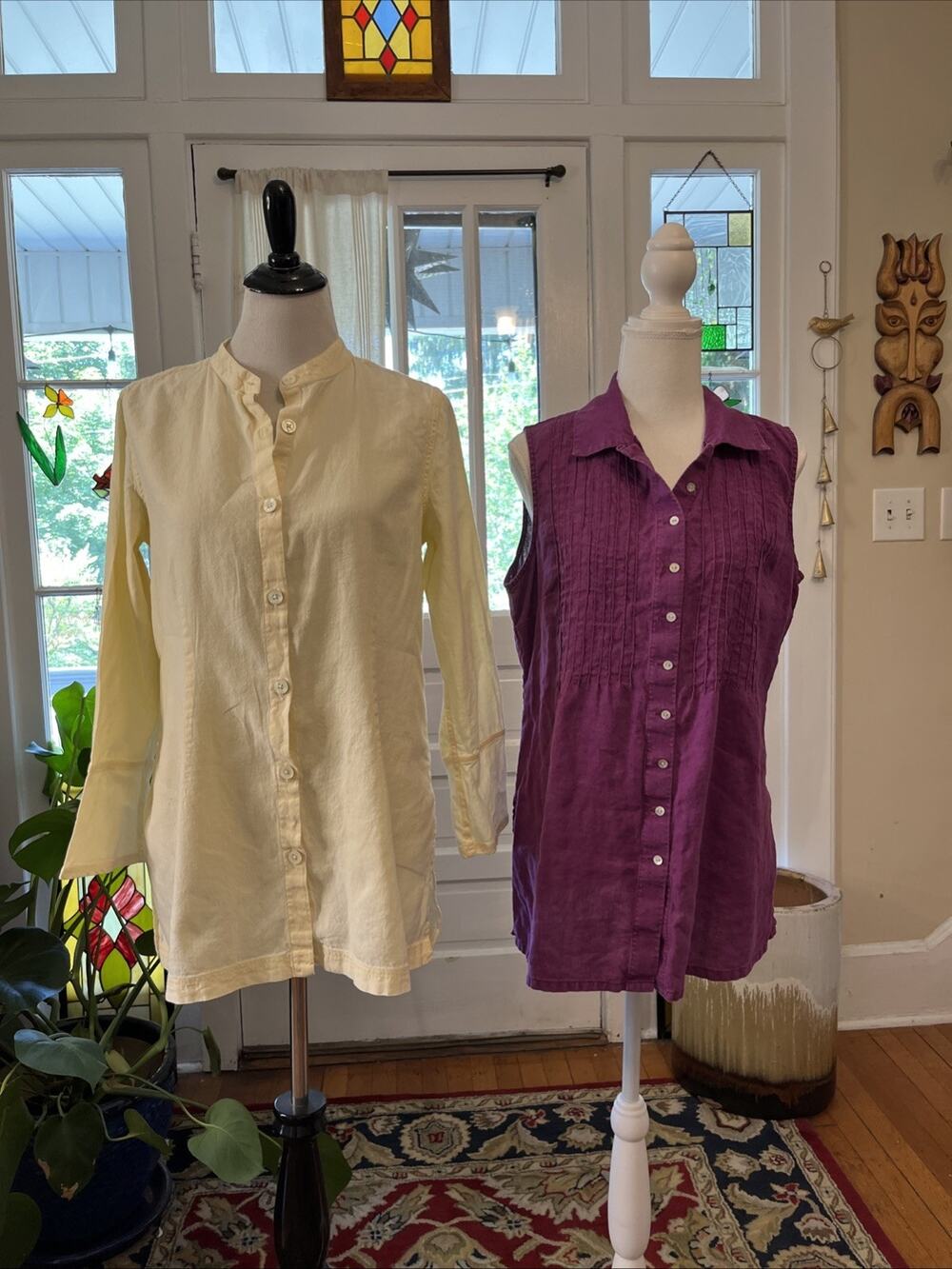 Vintage‎ J Jill M Linen Button Up Shirts Lot 2 Women’s Tops Pintuck Tank READ